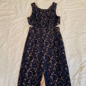 Fame and Partners Midi Blue Lace Dress